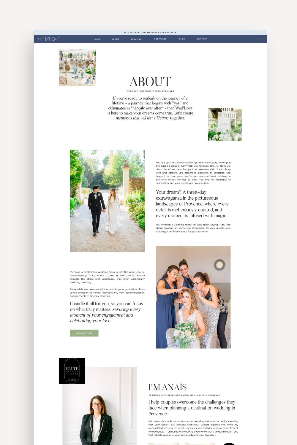 Site Internet showit pour wedding planner : Wed Love Events