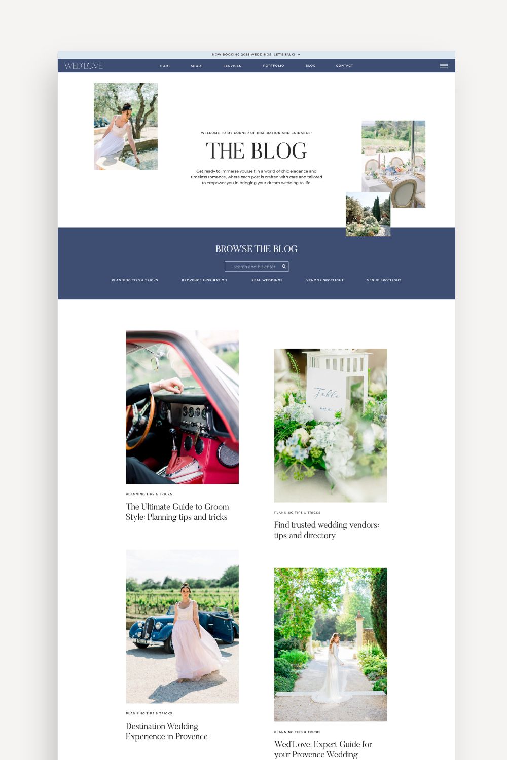 Site Internet showit pour wedding planner : Wed Love Events