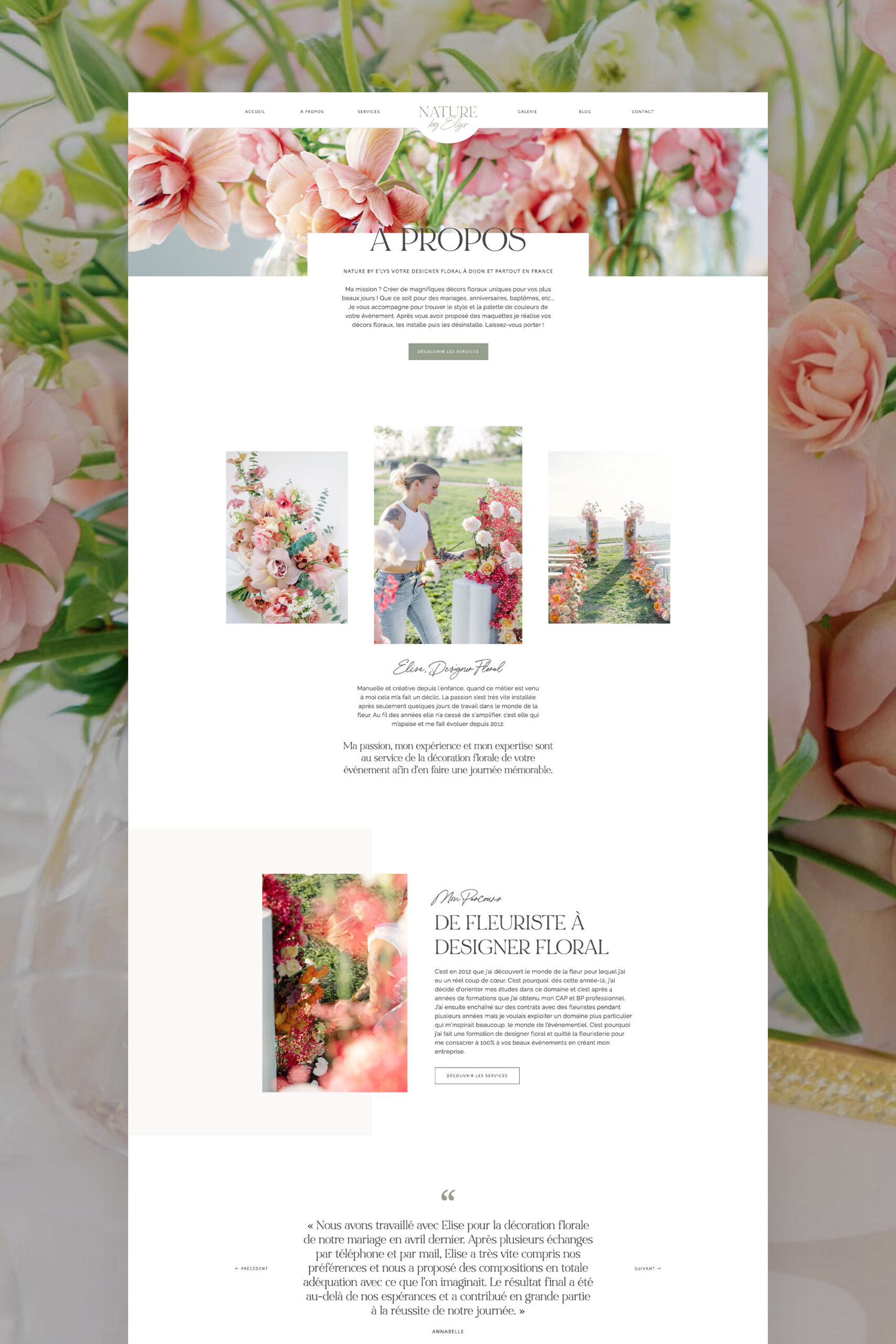 Nature by Elys : site Internet Showit pour designer floral