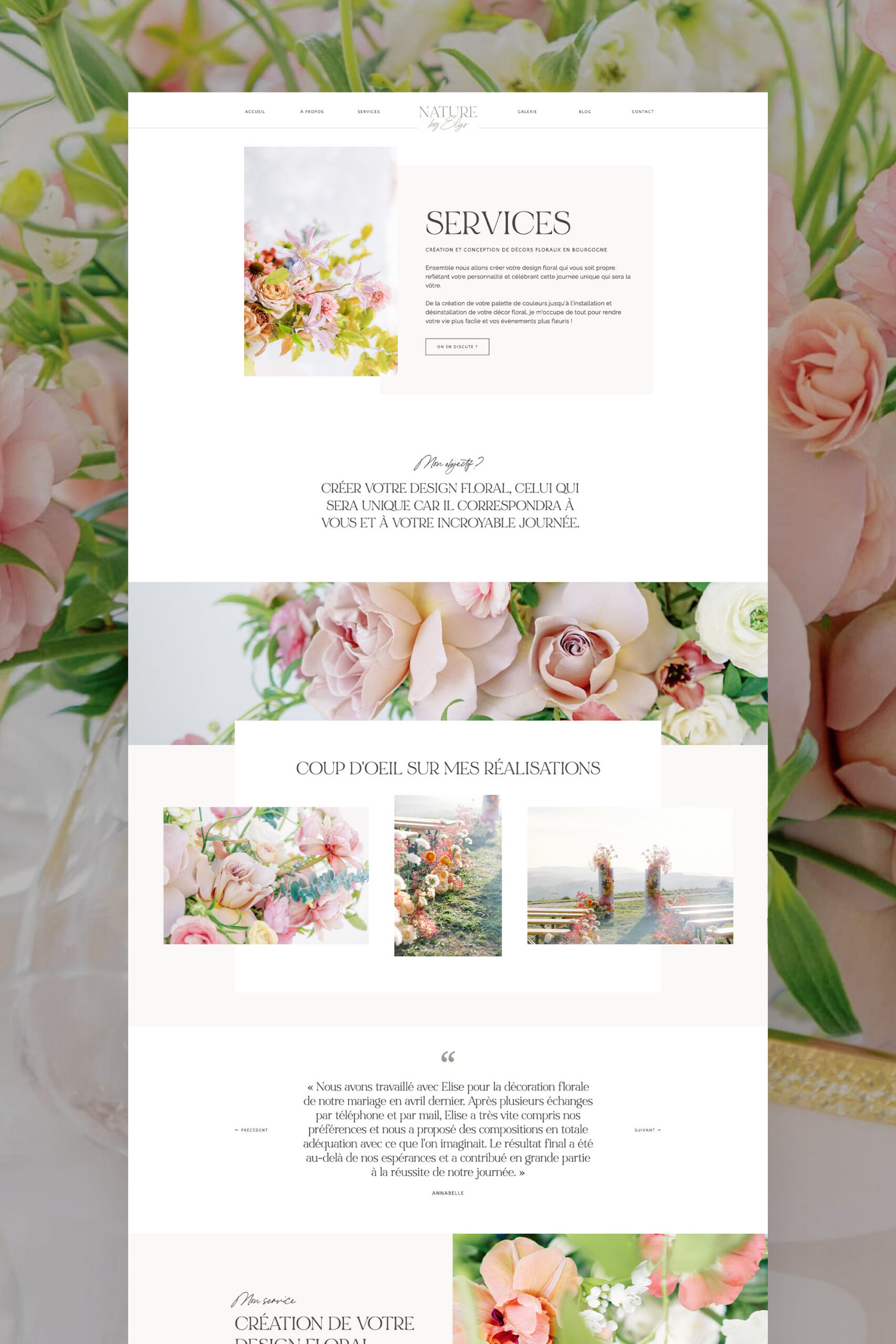 Nature by Elys : site Internet Showit pour designer floral