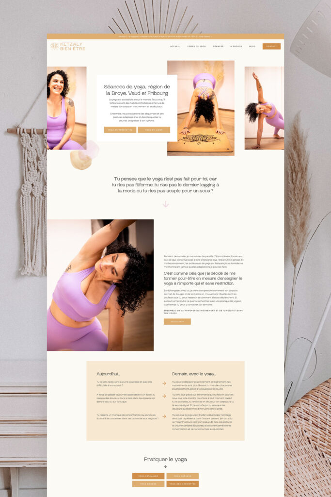 Ketzaly : site Internet Showit pour professeure de yoga