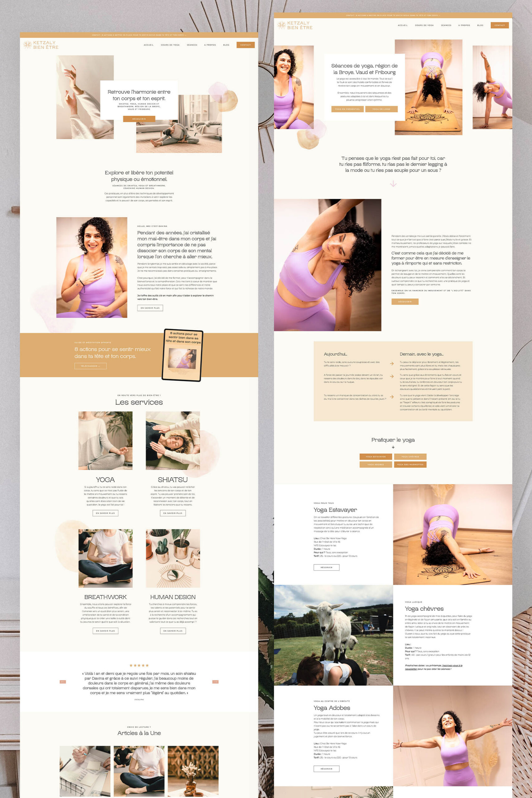 Ketzaly : site Internet Showit pour professeure de yoga