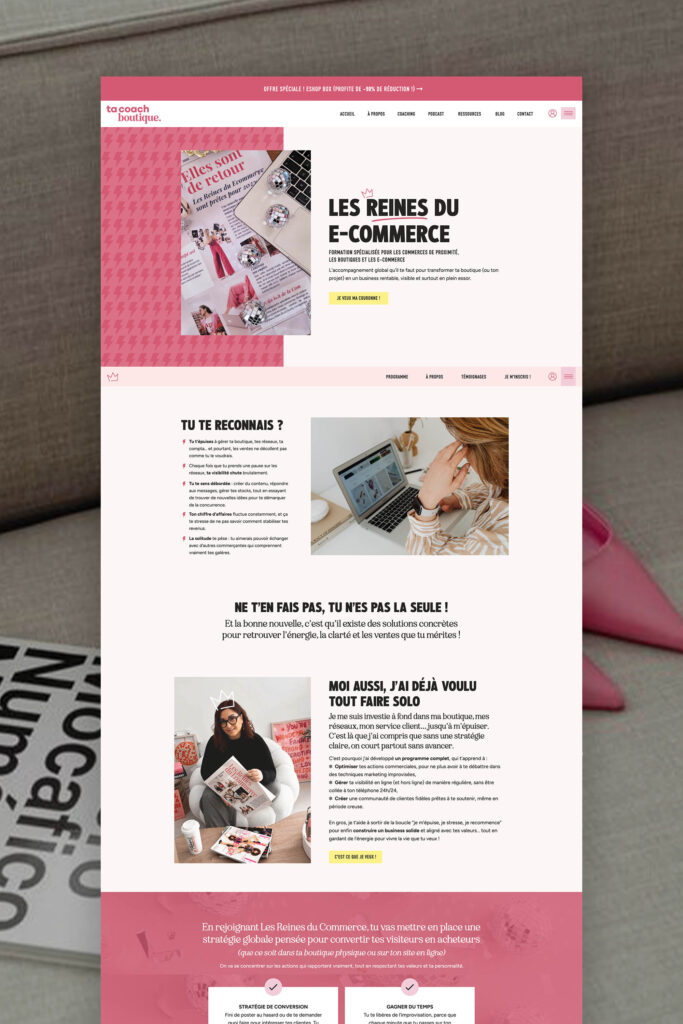 Site Internet Showit pour coaching ecommerce