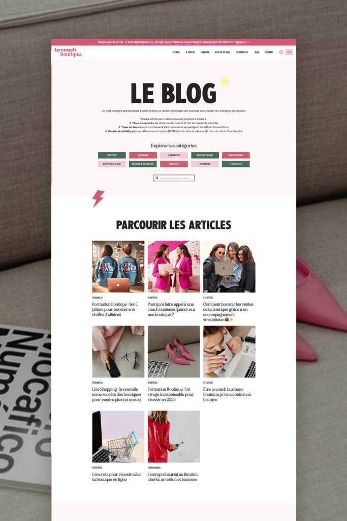 Site Internet Showit pour coaching ecommerce