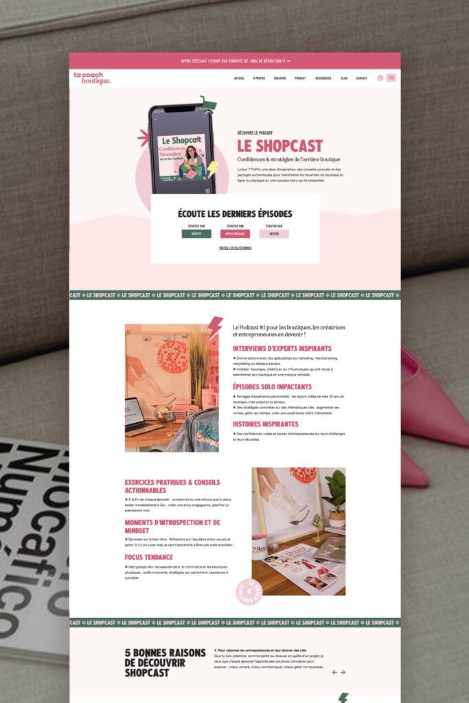 Site Internet Showit pour coaching ecommerce