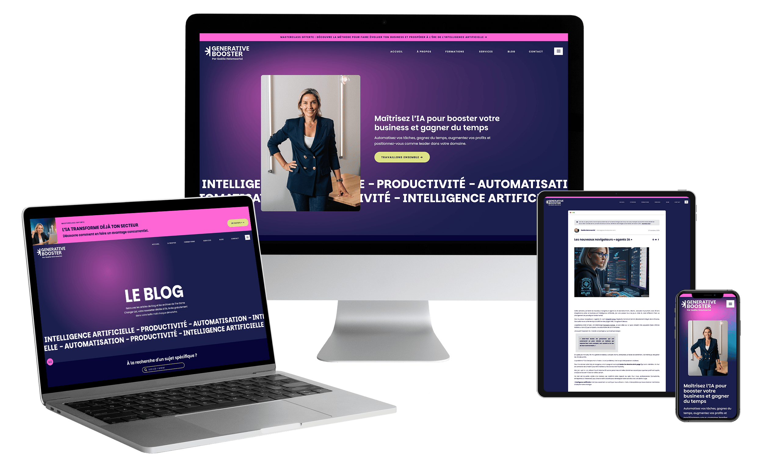 Generative Booster : site Internet Showit pour experte en Intelligence Artificielle