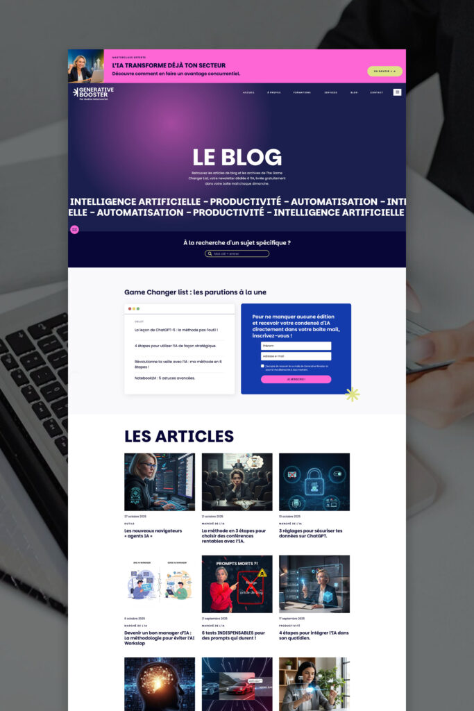 Generative Booster : site Internet Showit pour experte en Intelligence Artificielle