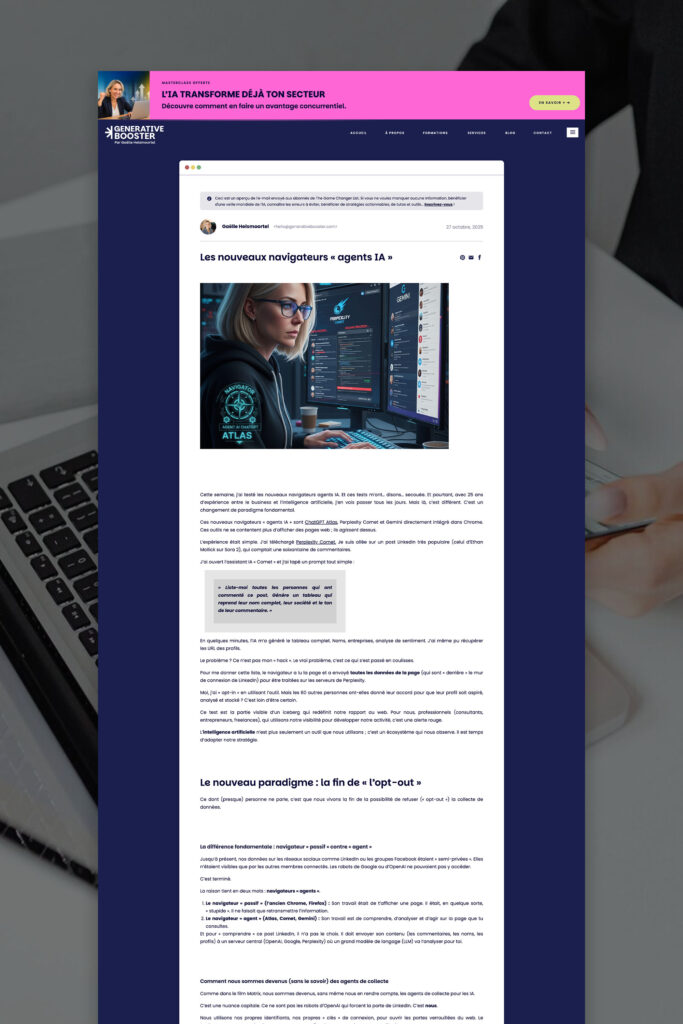 Generative Booster : site Internet Showit pour experte en Intelligence Artificielle