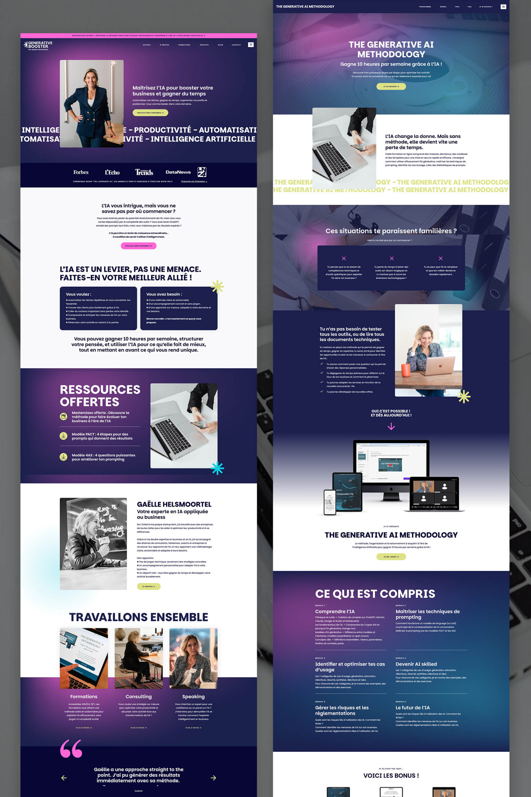 Generative Booster : site Internet Showit pour experte en Intelligence Artificielle