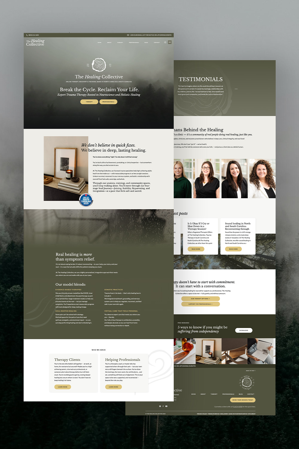 The Healing Collective, site Internet Showit de thérapeutes holistiques