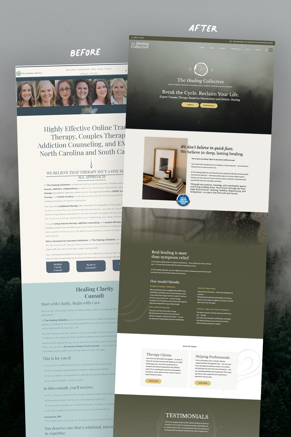 The Healing Collective, site Internet Showit de thérapeutes holistiques