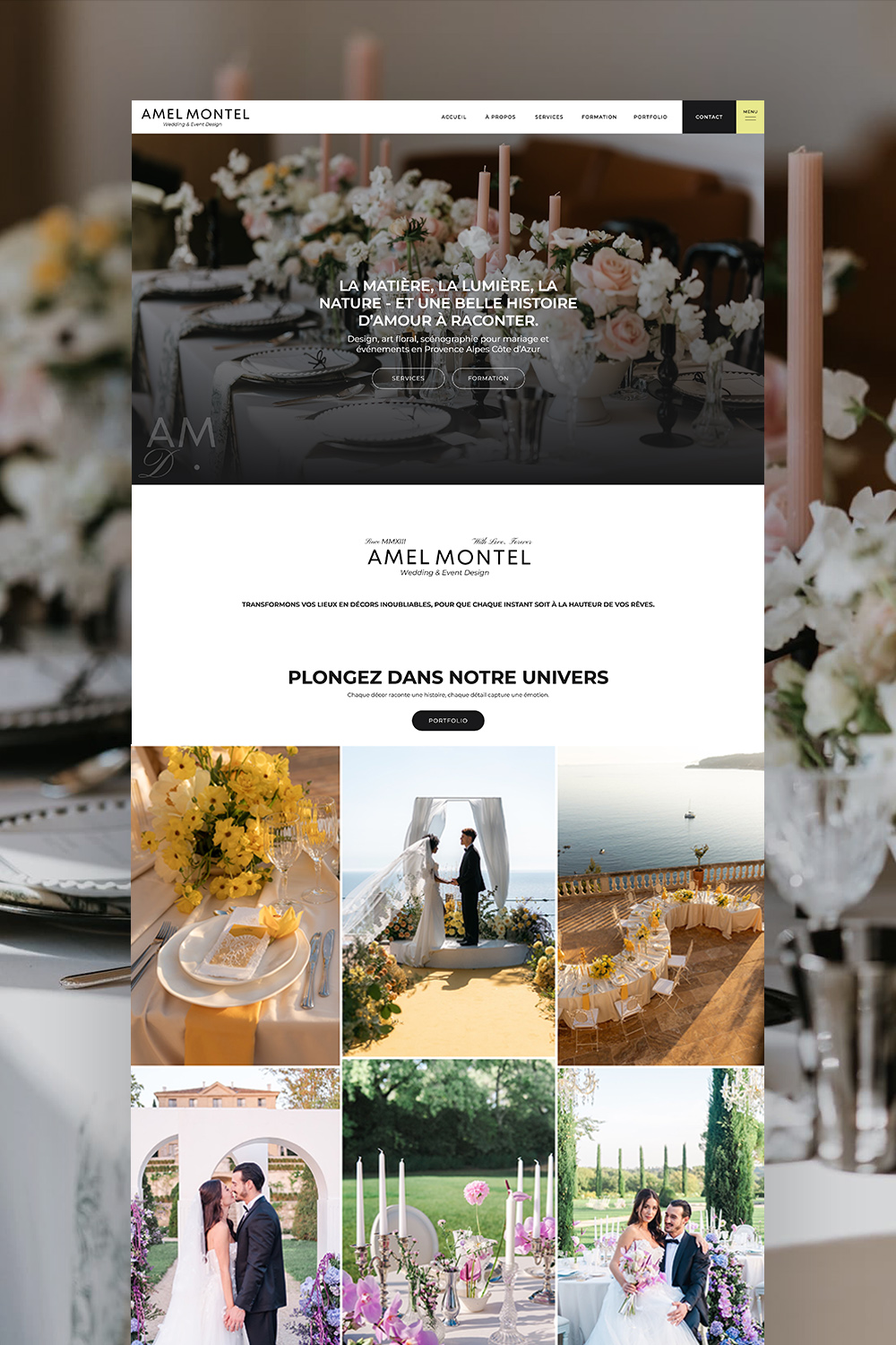 Site Internet Showit, Amel Montel, Wedding Designer