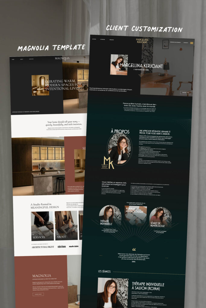 Margellina Kerjoant : site Internet Showit pour thérapeute et numérologue