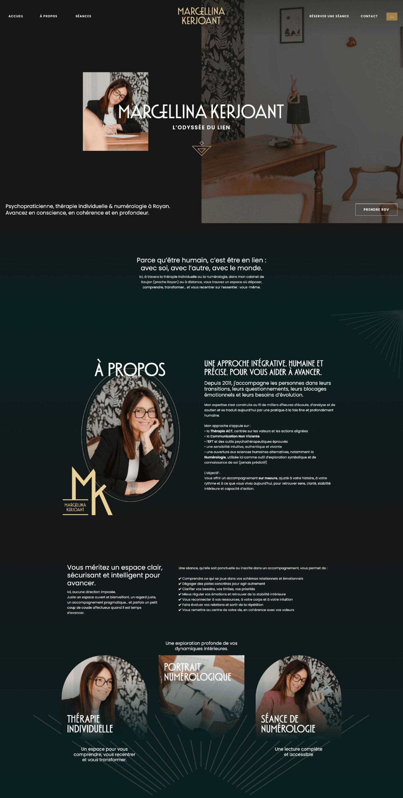 Margellina Kerjoant : site Internet Showit pour thérapeute et numérologue