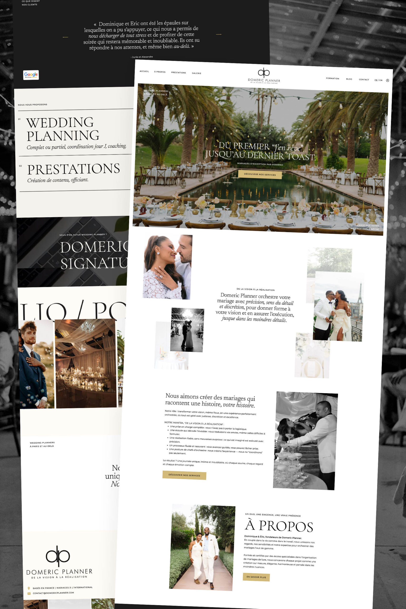 Domeric Planner : site Internet Showit pour wedding planner et formateur