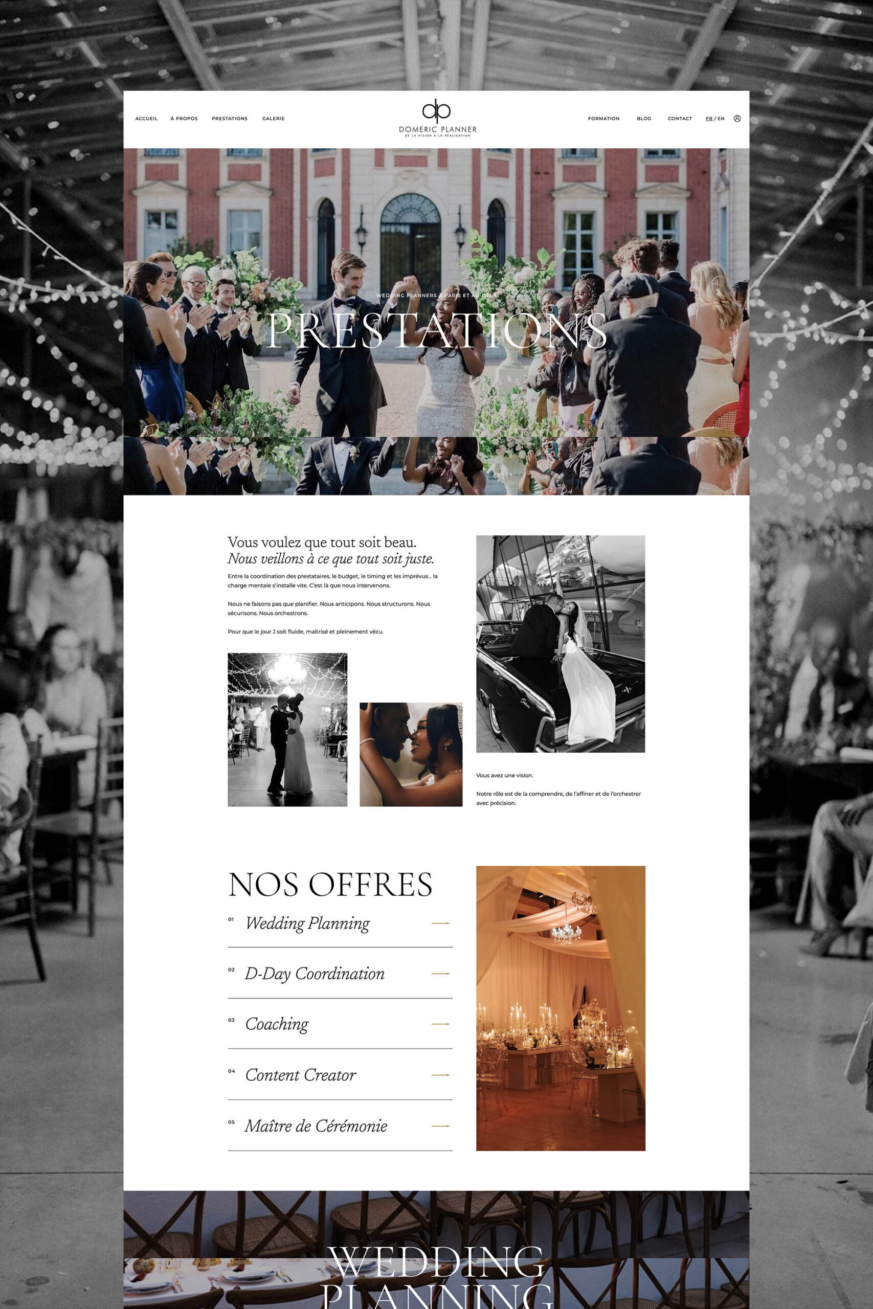 Domeric Planner : site Internet Showit pour wedding planner et formateur