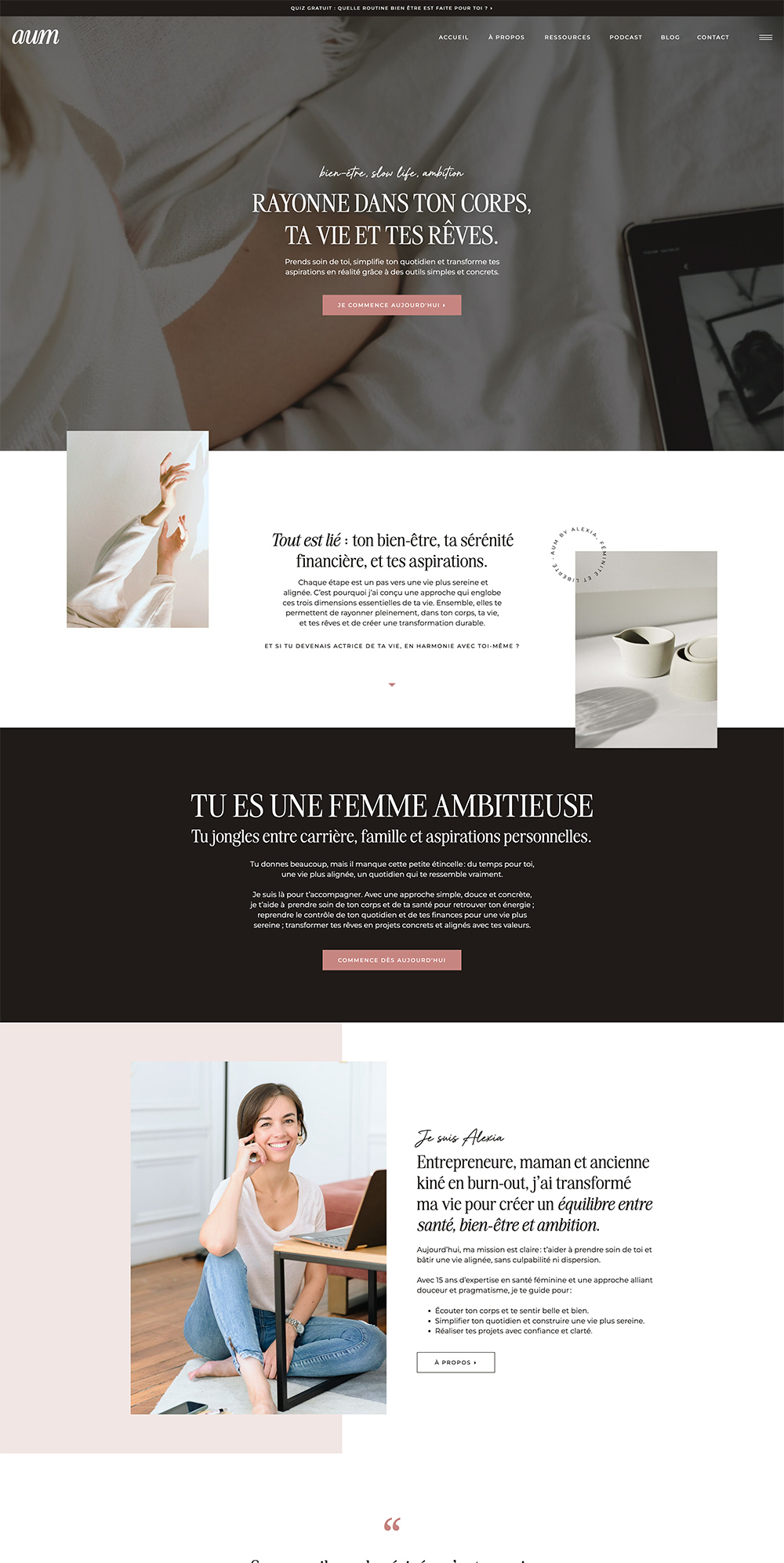 Aum Monde : site Internet Showit pour l'entrepreneuriat féminin
