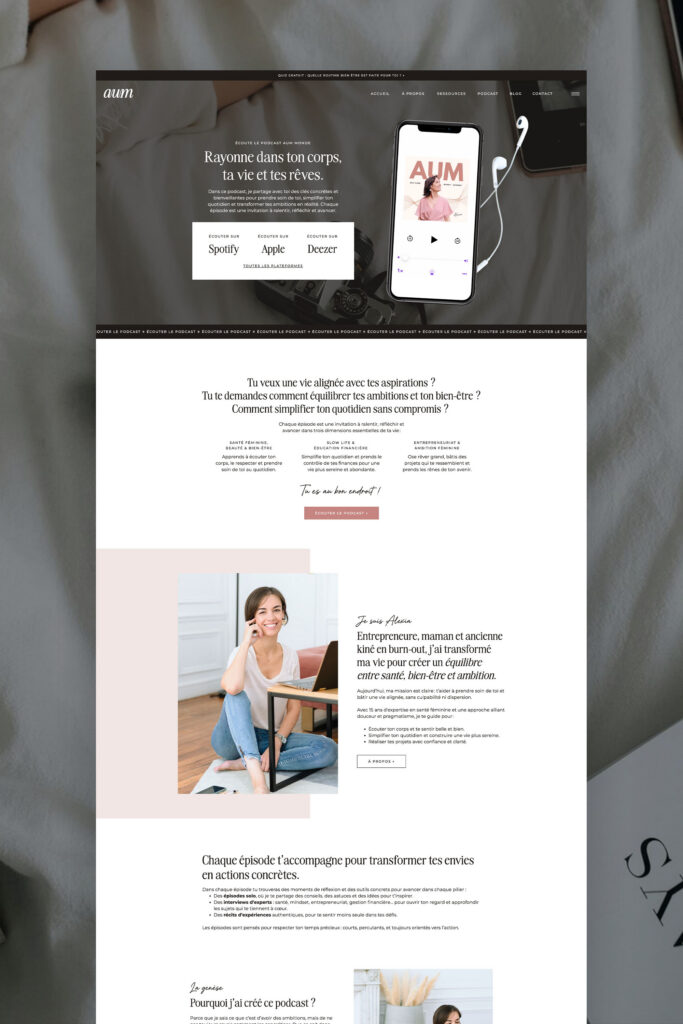 Aum Monde : site Internet Showit pour l'entrepreneuriat féminin