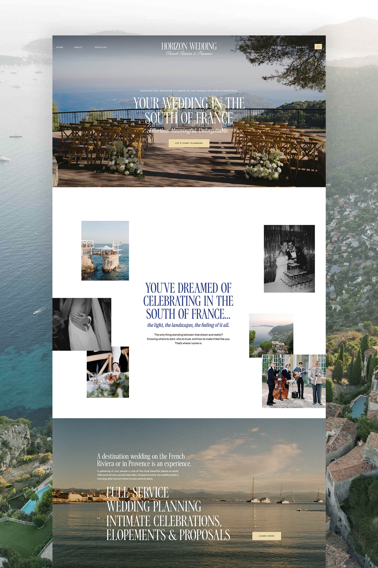 site Internet Showit pour wedding planner sur la French Riviera