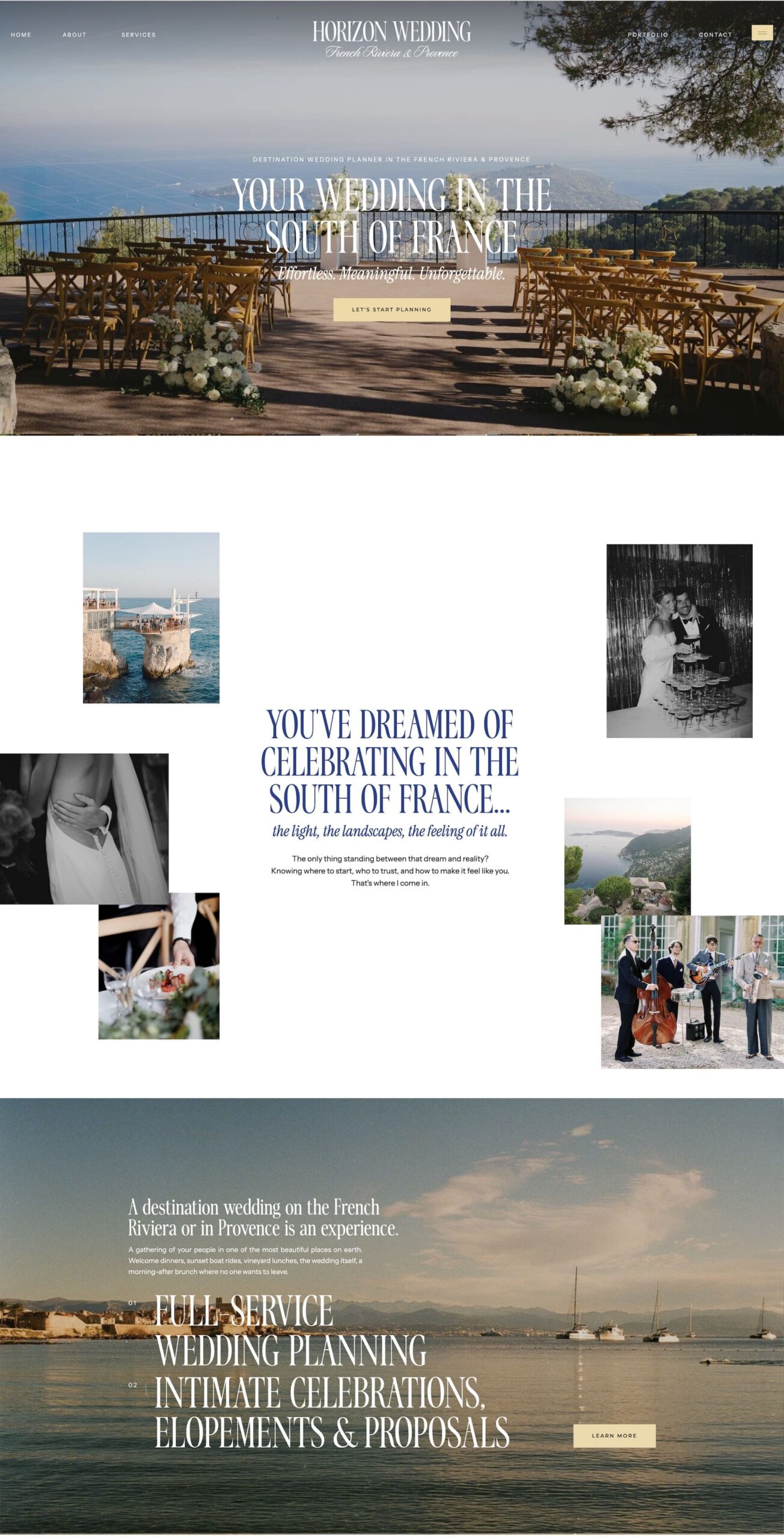 site Internet Showit pour wedding planner sur la French Riviera
