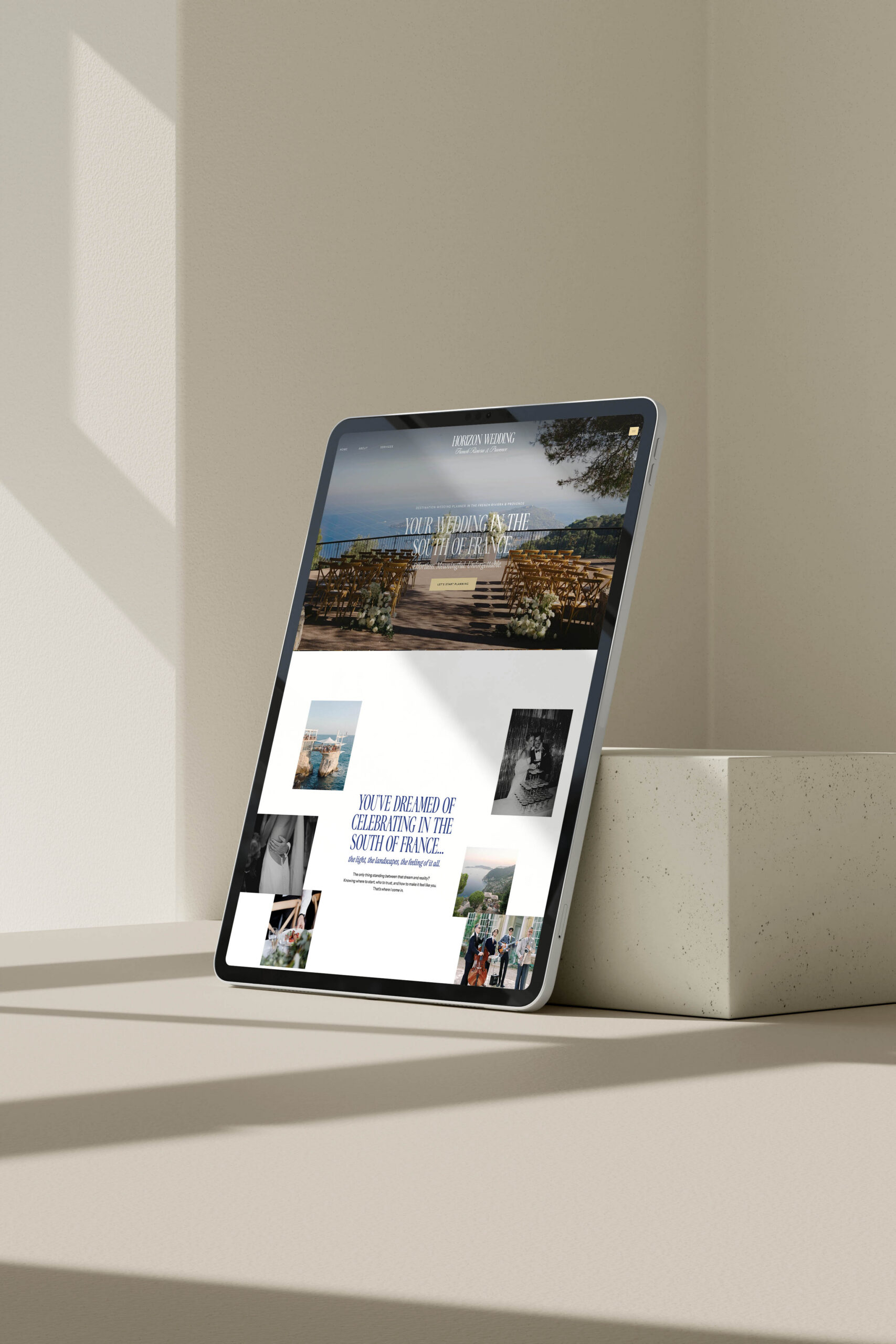 site Internet Showit pour wedding planner sur la French Riviera